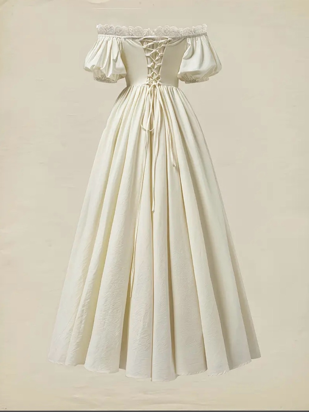 BNWT Off-Shoulder apricot Maxi Dress - Elegant puff sleeves Romantic size M - Picture 3 of 6